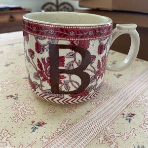 Anthropologie Coffee Mug Letter B Purple & Cream Beauty!